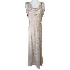 Marina Women's Cream Leopard Maxi Cowl Neck Dress